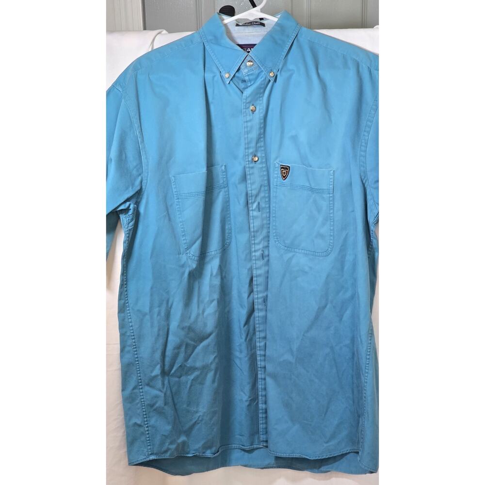 GANT Vintage Chelsea Twill Men’s Blue Shirt L Short Sleeve Button Front Logo